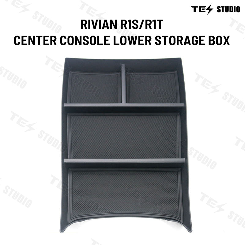 Rivian R1S/R1T Bandeja organizadora de consola central Caja de almacenamiento inferior 2022+ Tesstudio
