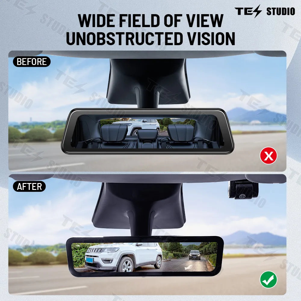 S92 Stream Media Rearview Mirror Dual Way Video Recorder with WiFi For Tesla Model Y Juniper