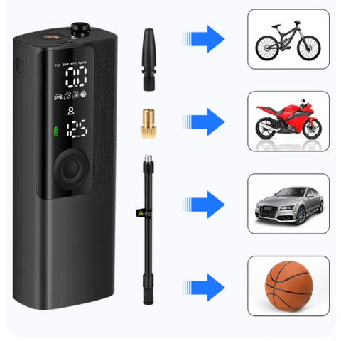 Smart Portable Air Pump | Cordless Tire Inflator for Car, Motorcycle, Bike & Sports Balls