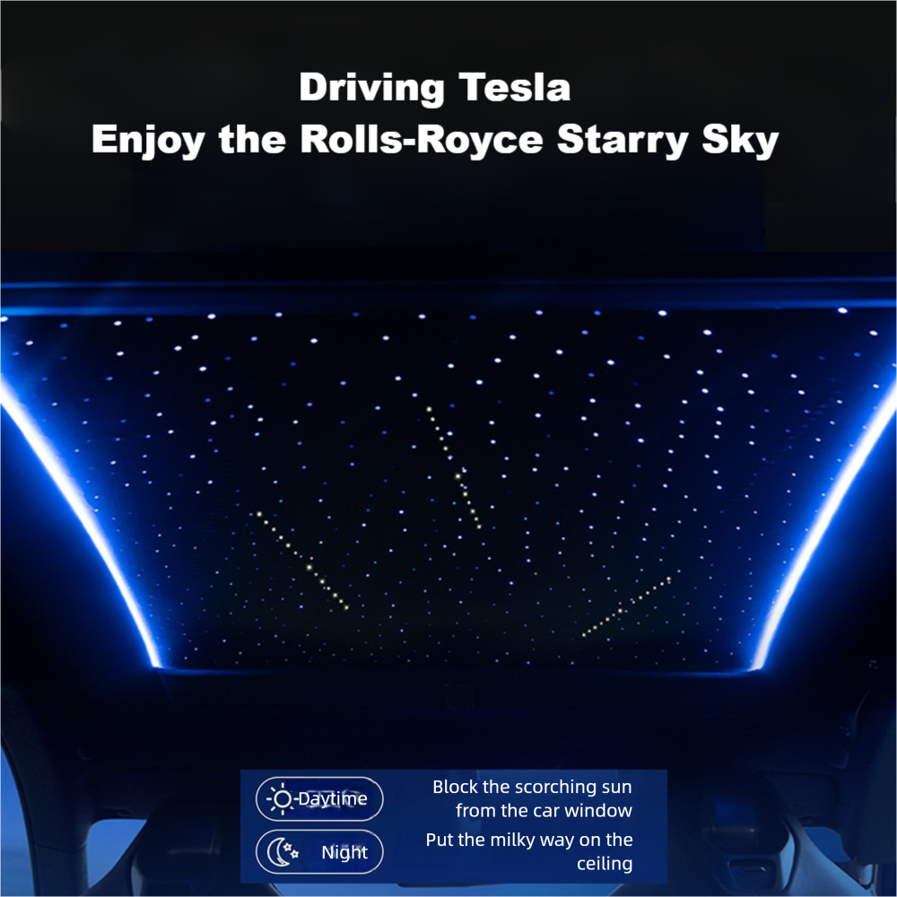 Ctmods Model Y/Cybertruck Electric Sunshade | Smart Power Sunshade with Rolls-Royce Style Starry Roof