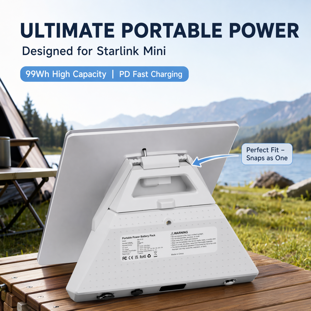 Starlink Mini Snap-Fit Travel Battery – 99Wh, LCD Display 27500mAh Portable Battery