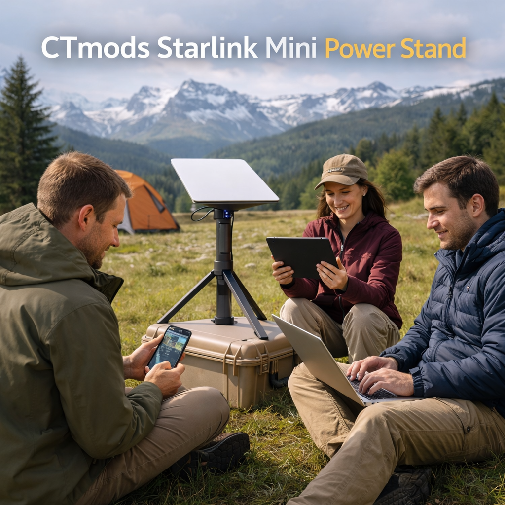 CTmods Starlink Mini Adjustable Power Stand Portable Tripod with 45000Ah Battery for Outdoor Internet