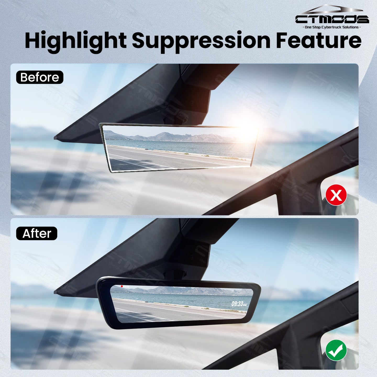 Streaming Rearview Mirror S8 Dual Channel Live Feed For Tesla Cybertruck Interior Accessories CTmods®