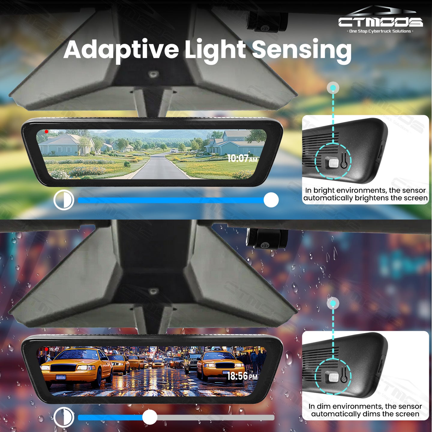 Streaming Rearview Mirror S8 Dual Channel Live Feed For Tesla Cybertruck Interior Accessories CTmods®