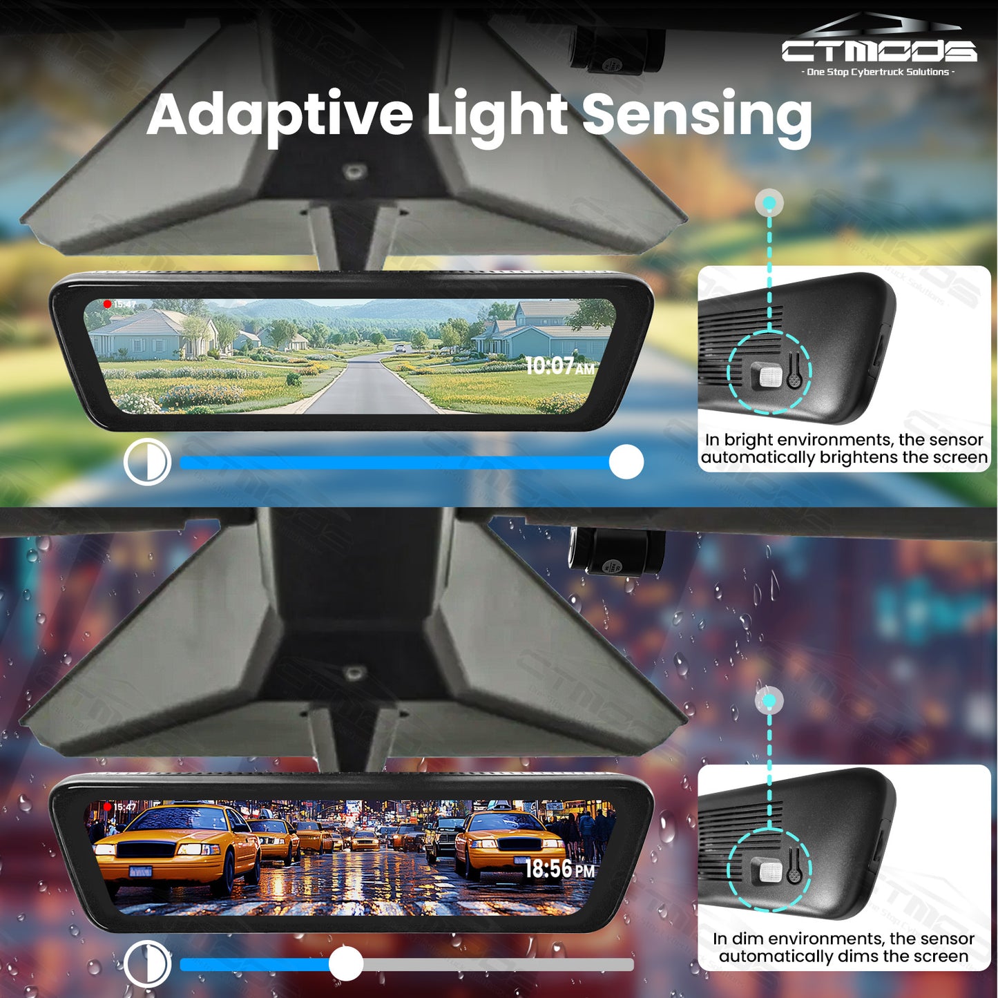 Streaming Rearview Mirror S8 Dual Channel Live Feed For Tesla Cybertruck Interior Accessories CTmods®