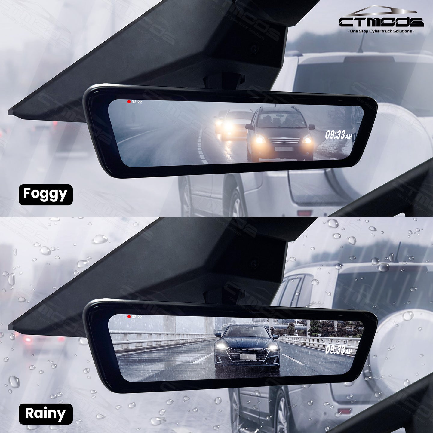 Streaming Rearview Mirror S8 Dual Channel Live Feed For Tesla Cybertruck Interior Accessories CTmods®