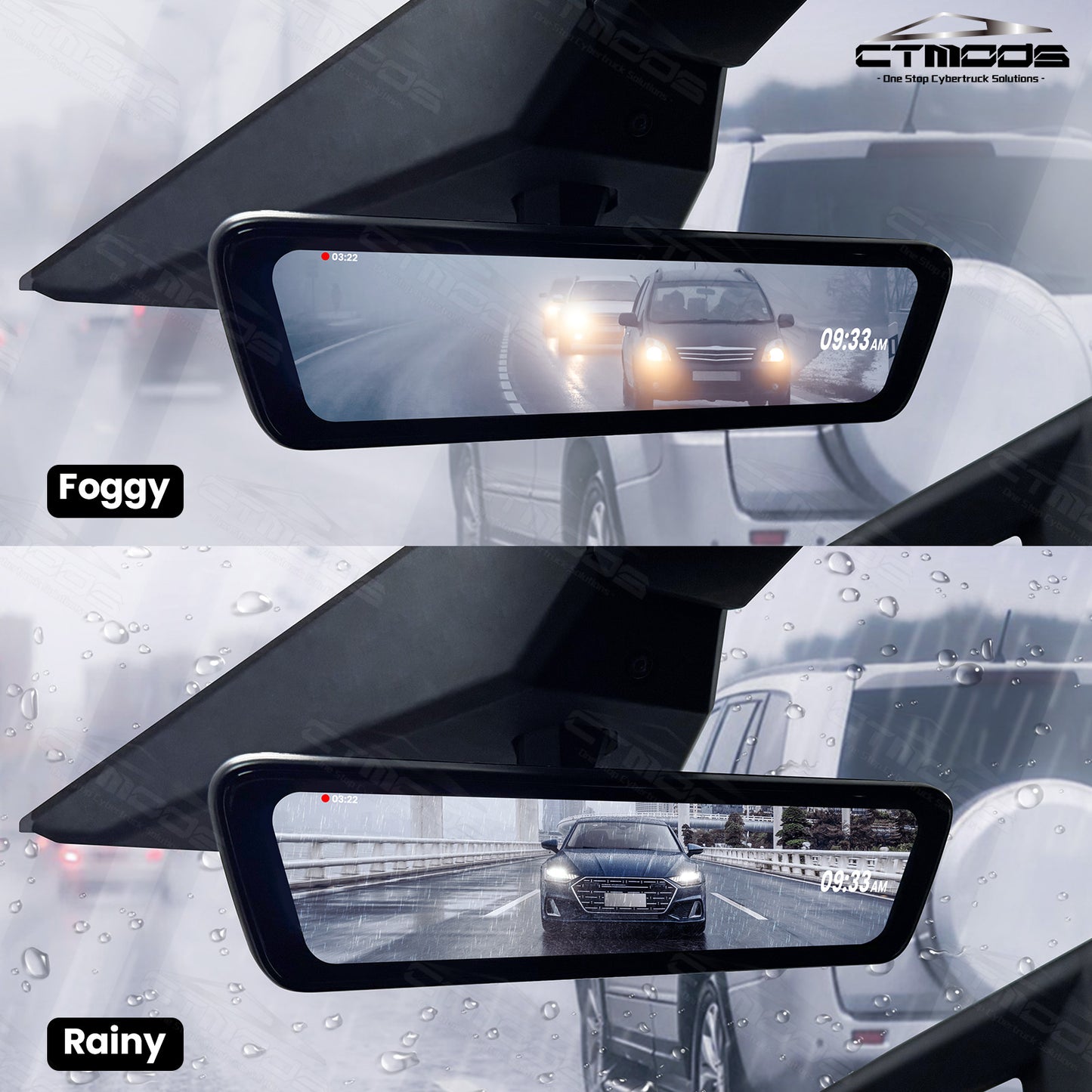 Streaming Rearview Mirror S8 Dual Channel Live Feed For Tesla Cybertruck Interior Accessories CTmods®