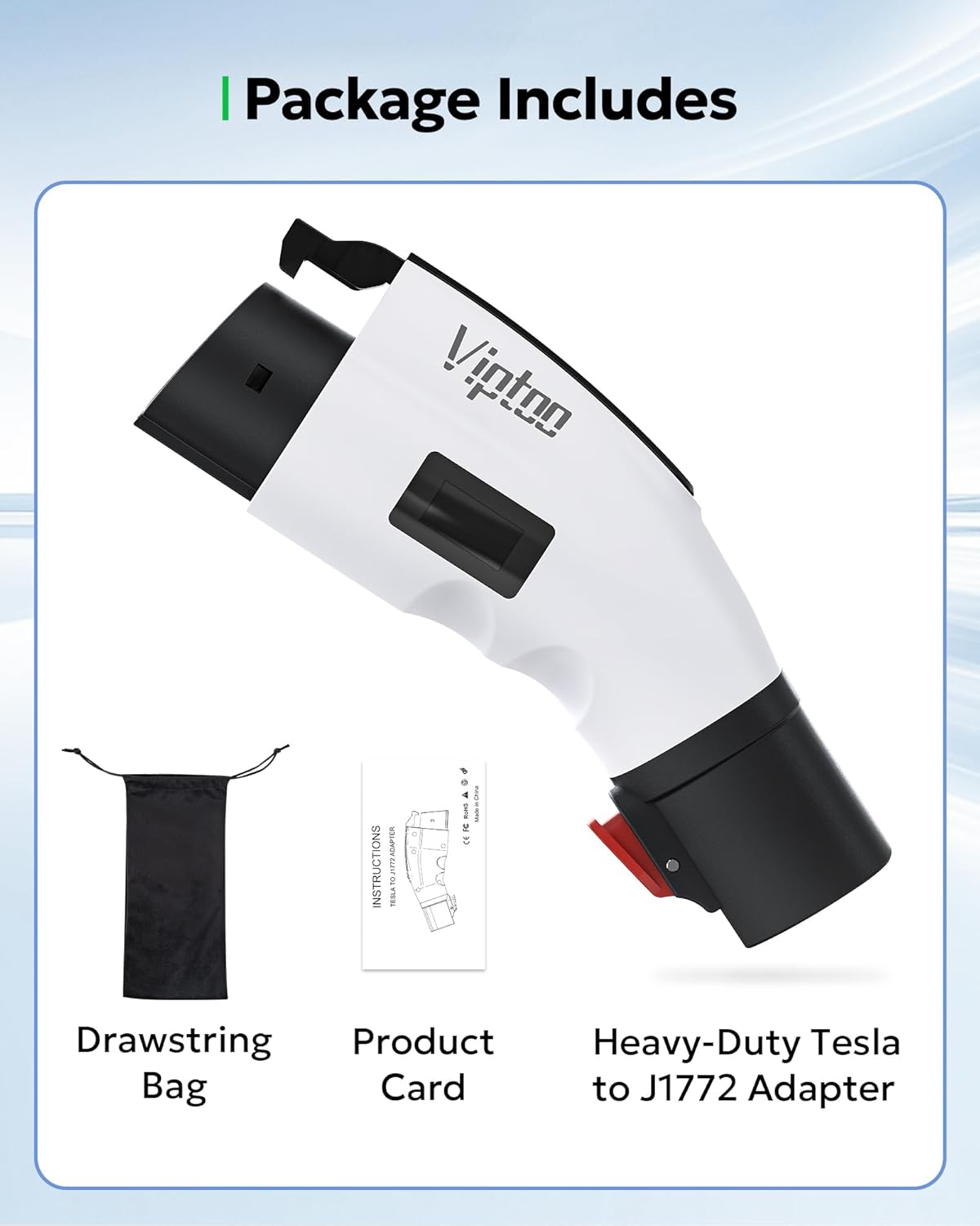 For Tesla Charging Plug to J1772 Adapter With Screen Display & Press-Lock Design