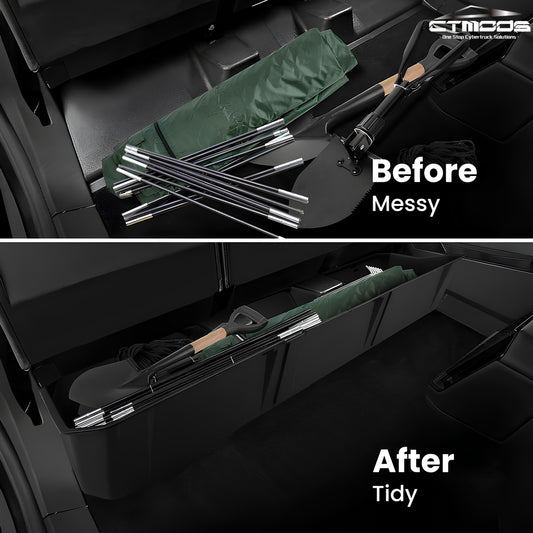Tesla Cybertruck Under Seat Storage Rear Underseat Box Black Organizer CTmods® -Type A