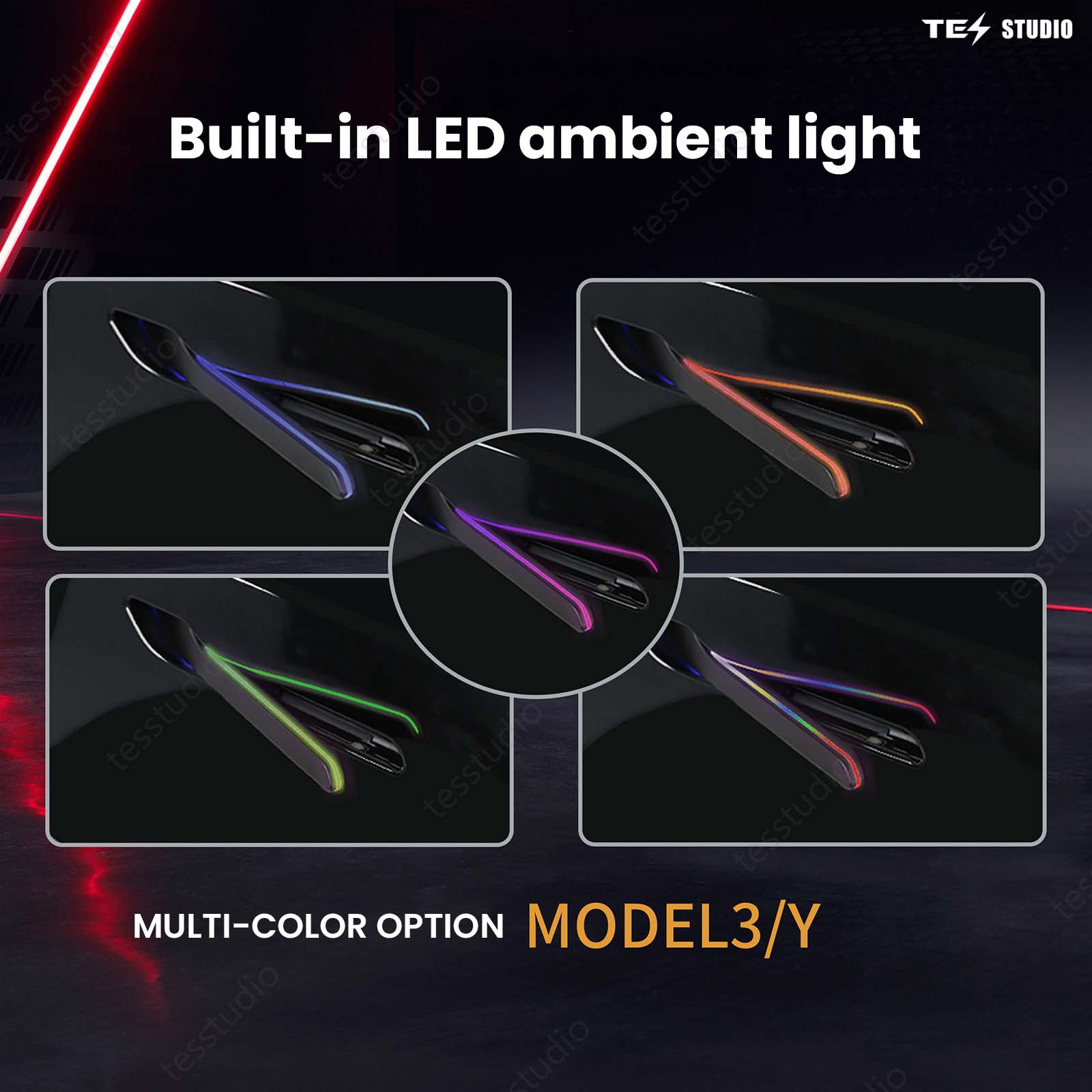 Auto Door Handles With Colorful LED Lights(V6 Plus) For Tesla Model 3/Y/ 3 Highland /Model Y Juniper