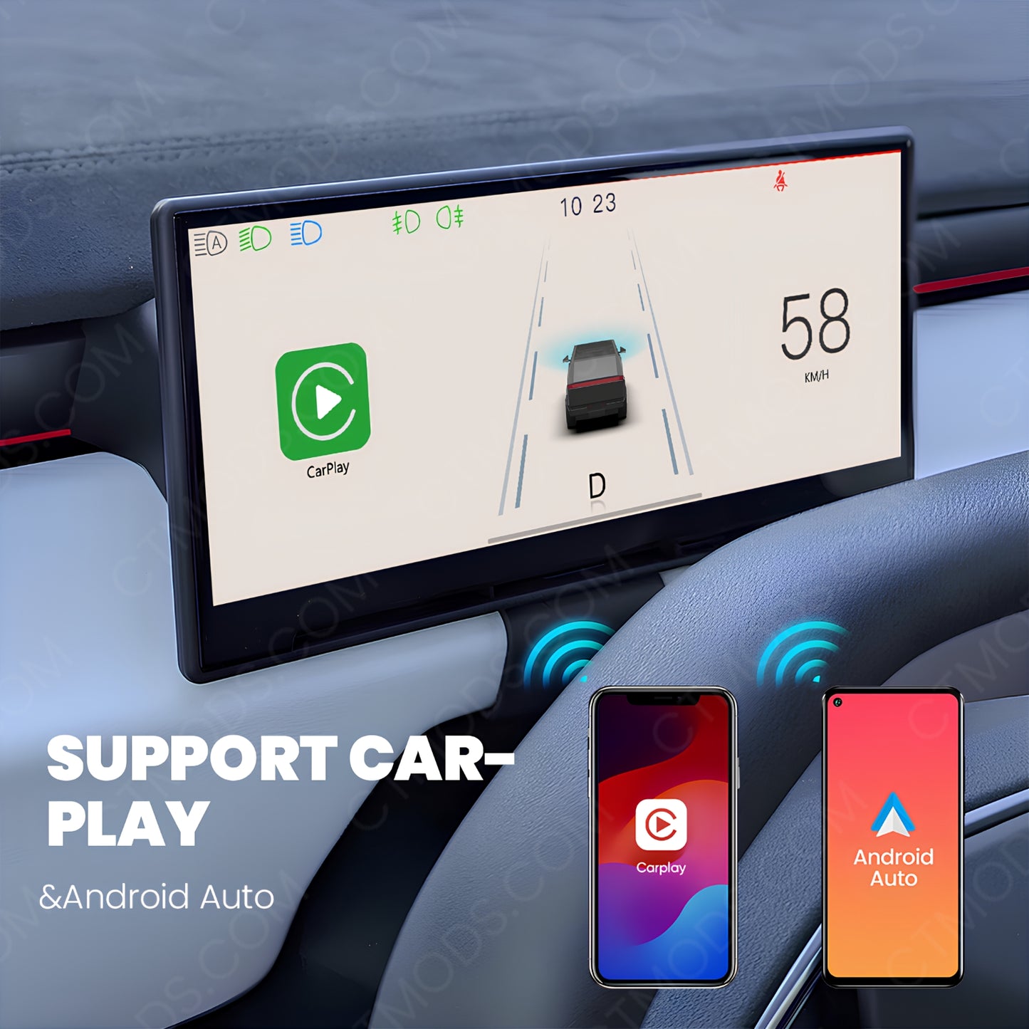 Tesla Cybertruck Accessories Carplay Instrument Dashboard Screen Display C9 9-in Touch Screen CTmods®