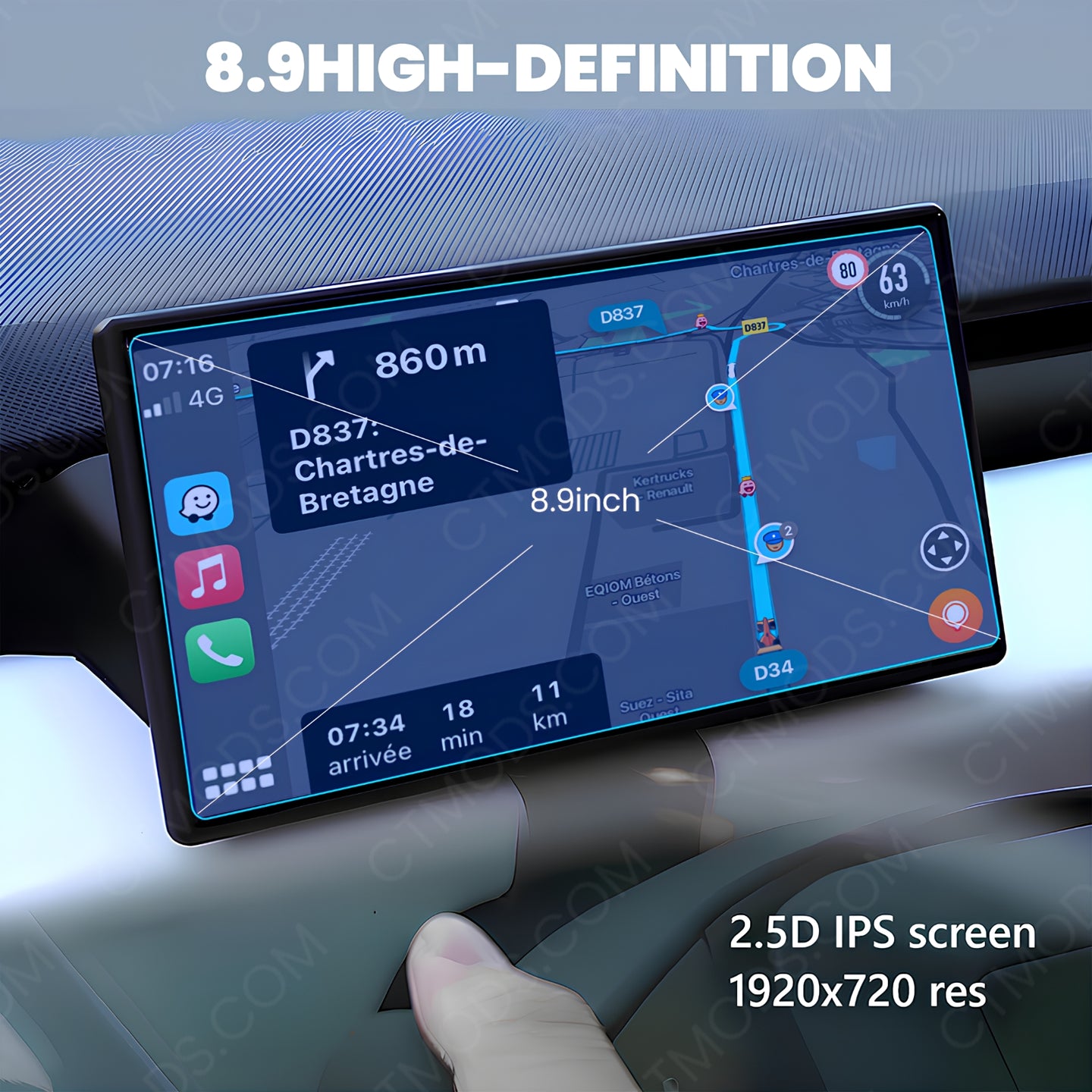Tesla Cybertruck Accessories Carplay Instrument Dashboard Screen Display C9 9-in Touch Screen CTmods®