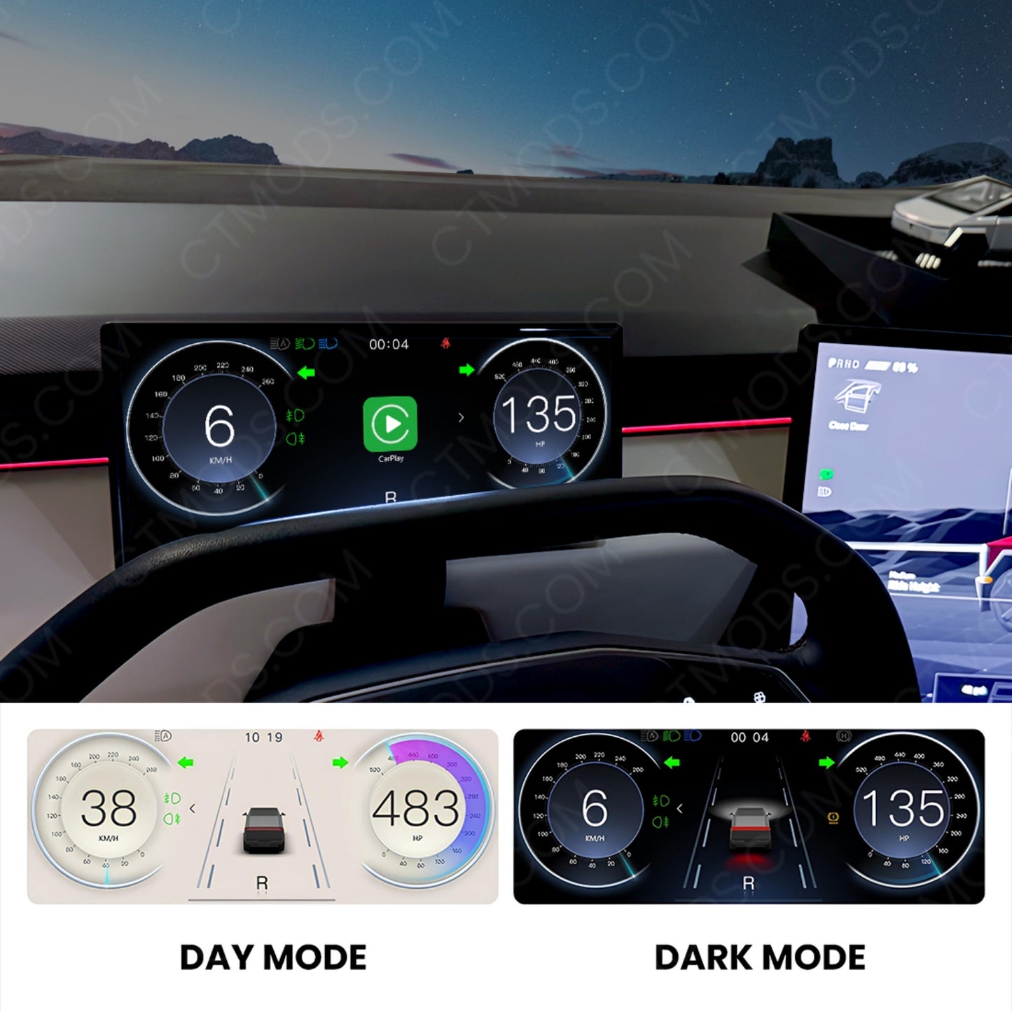 Tesla Cybertruck Accessories Carplay Instrument Dashboard Screen Display C9 9-in Touch Screen CTmods®