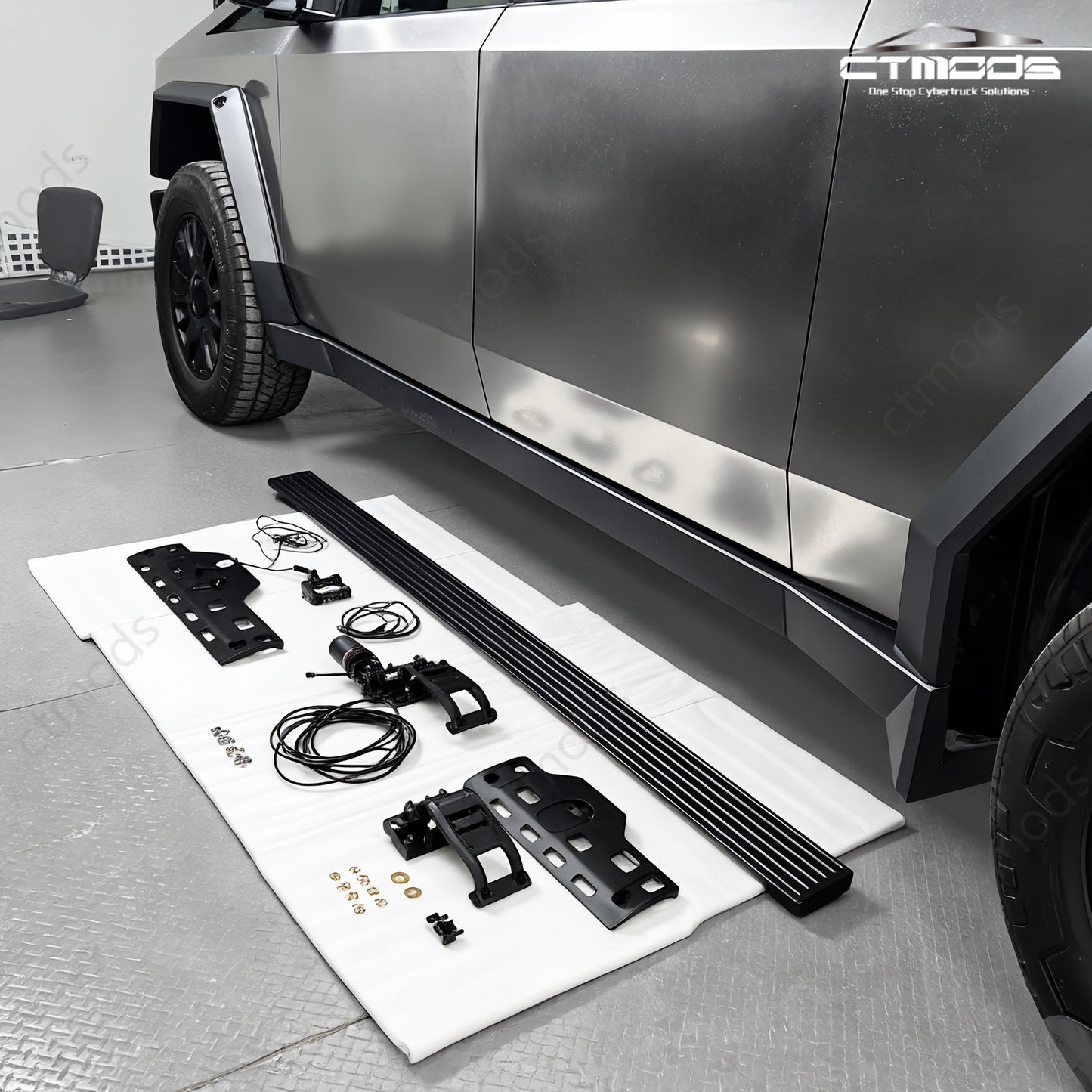 Tesla Cybertruck Accessories Deployable Electric Running Boards Side Steps Exterior Brackets Nerf Bars CTmods®