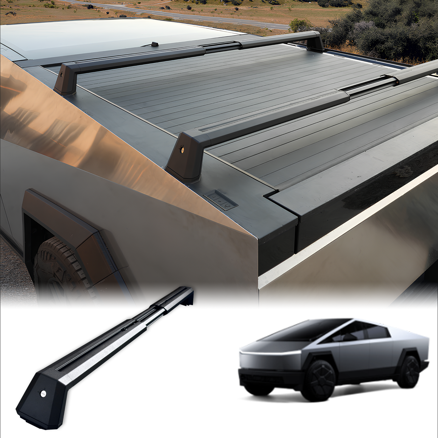 Crossbars Roof Rack Cargo Rack Rails Tesstudio-OEM Telescoping(2pcs) For Tesla Cybertruck