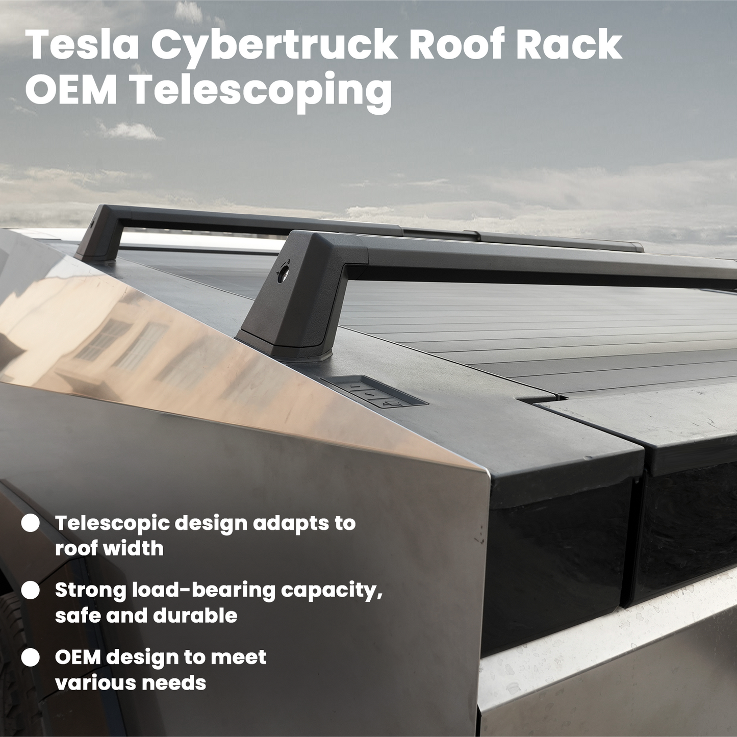 Crossbars Roof Rack Cargo Rack Rails Tesstudio-OEM Telescoping(2pcs) For Tesla Cybertruck