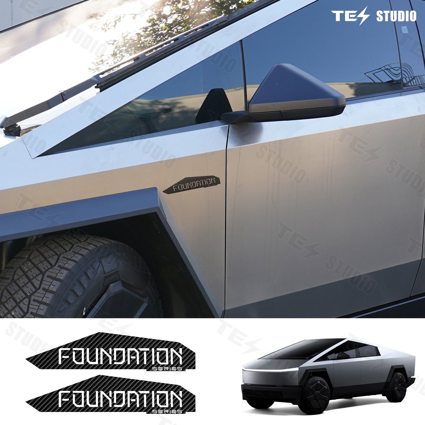 Foundation Series Vinyl Decals For Tesla Cybertruck Side Sticker Set | CTmods®