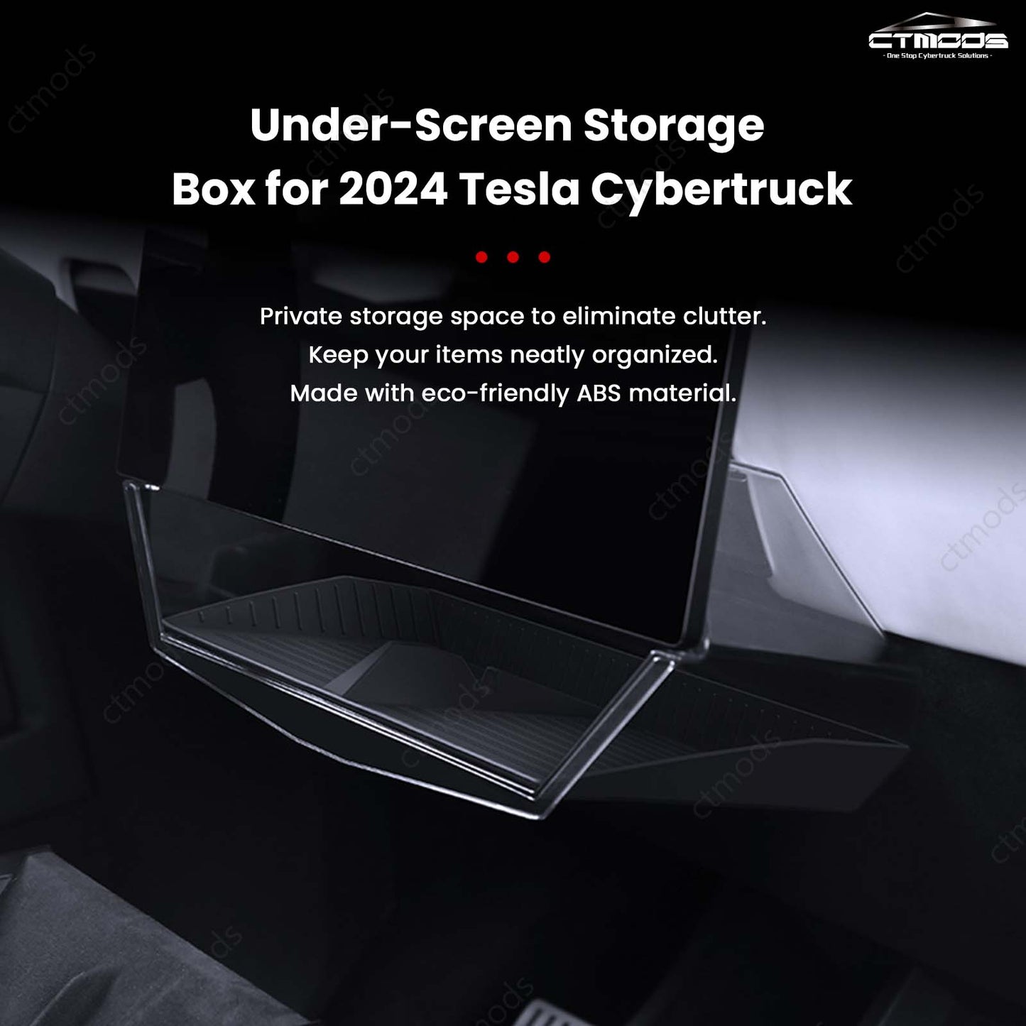 Tesla Cybertruck Interior Accessories Hideable Under Screen Storage Box Lower LCD Screen Organizer CTmods®