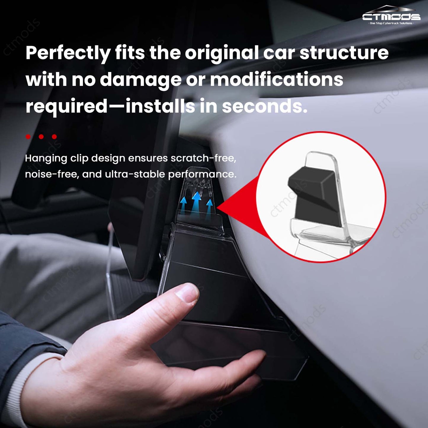 Tesla Cybertruck Interior Accessories Hideable Under Screen Storage Box Lower LCD Screen Organizer CTmods®