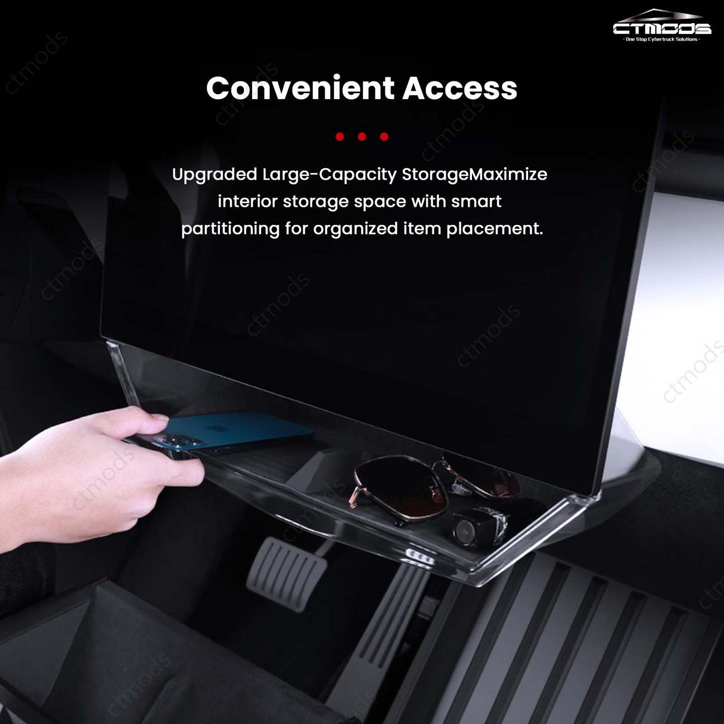 Tesla Cybertruck Interior Accessories Hideable Under Screen Storage Box Lower LCD Screen Organizer CTmods®