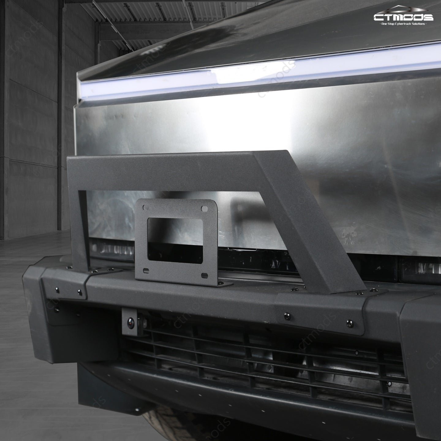 Tesla Cybertruck Steel Front Bumper with Black Texture | CTmods