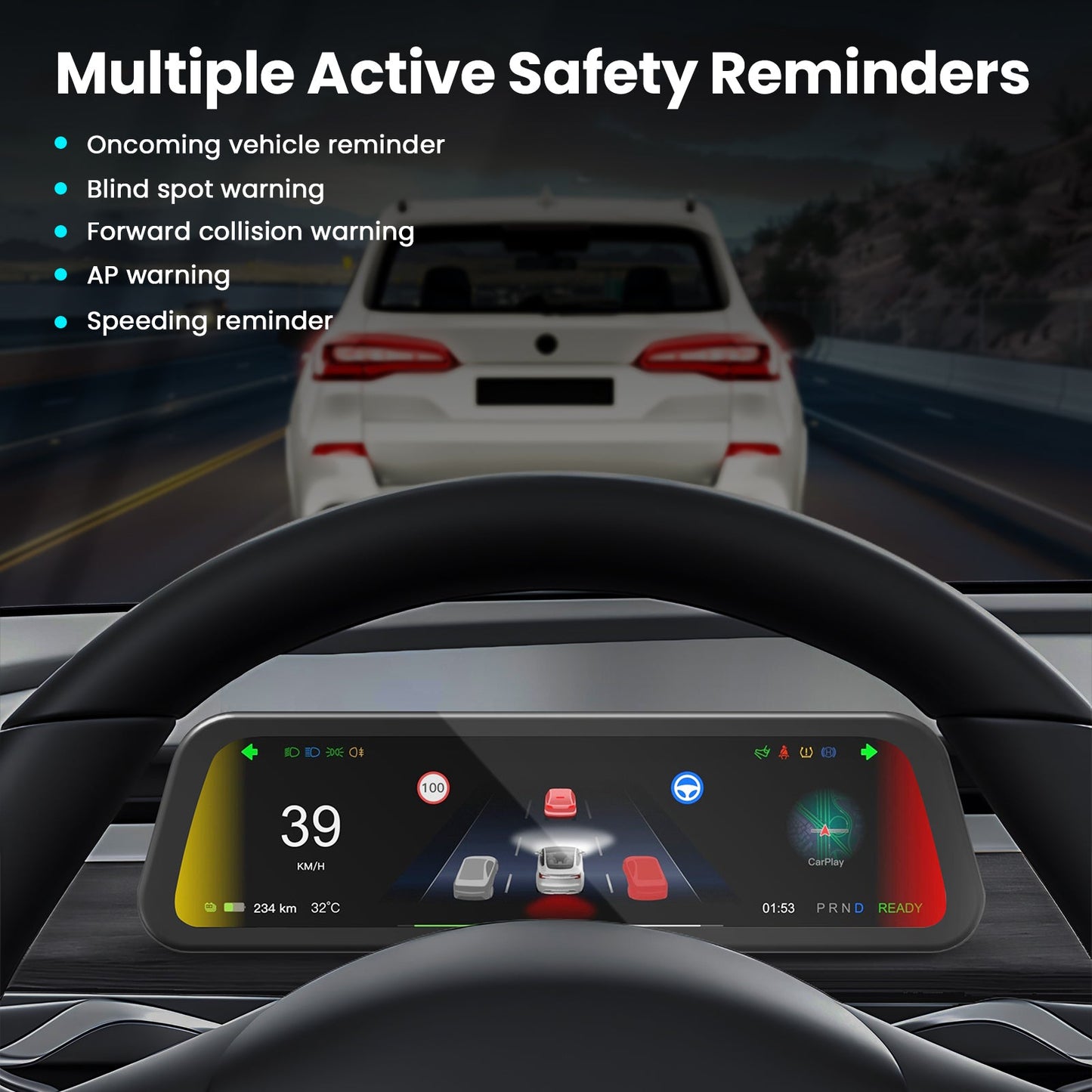 F96C CarPlay Screen Dashboard Touchscreen Display For Tesla Model 3/Y /Model Y Juniper/Model 3 Highland