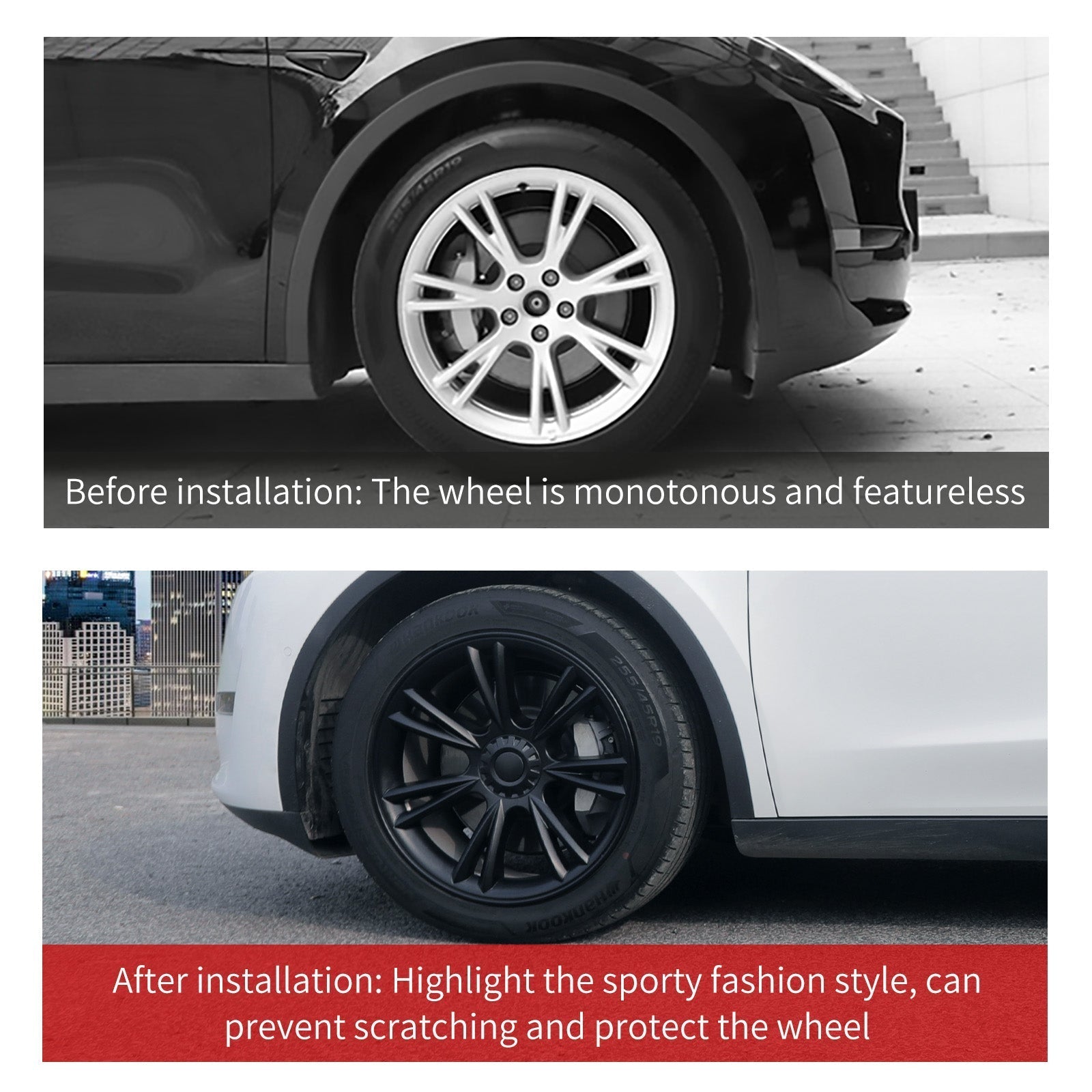 Tesla Model Y Hub Caps 19'' Sport Style Wheel Cover Tesla Tire Accessories Tesstudio® 