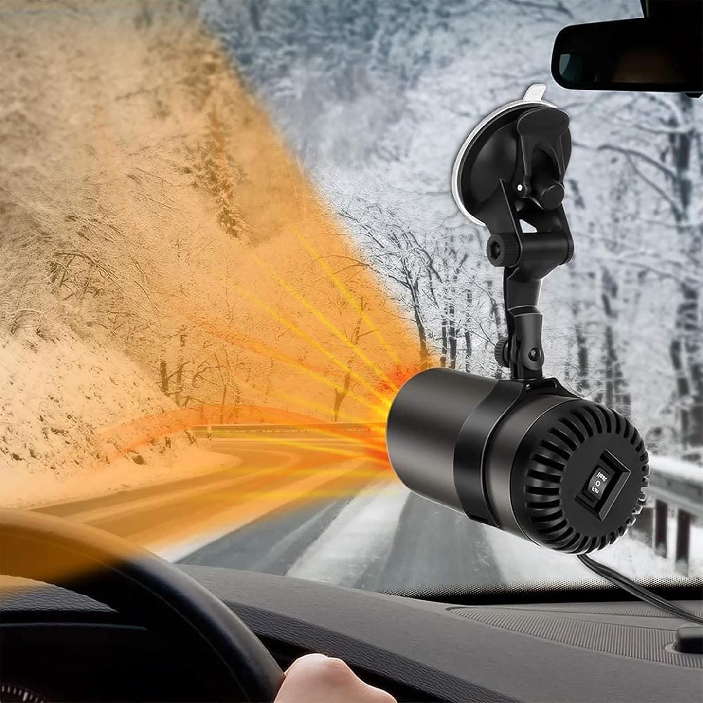 Tesstudio Asign 12V Fast-Heating Car Windshield Defroster – Portable Heater & Defogger with Suction Cup Mount