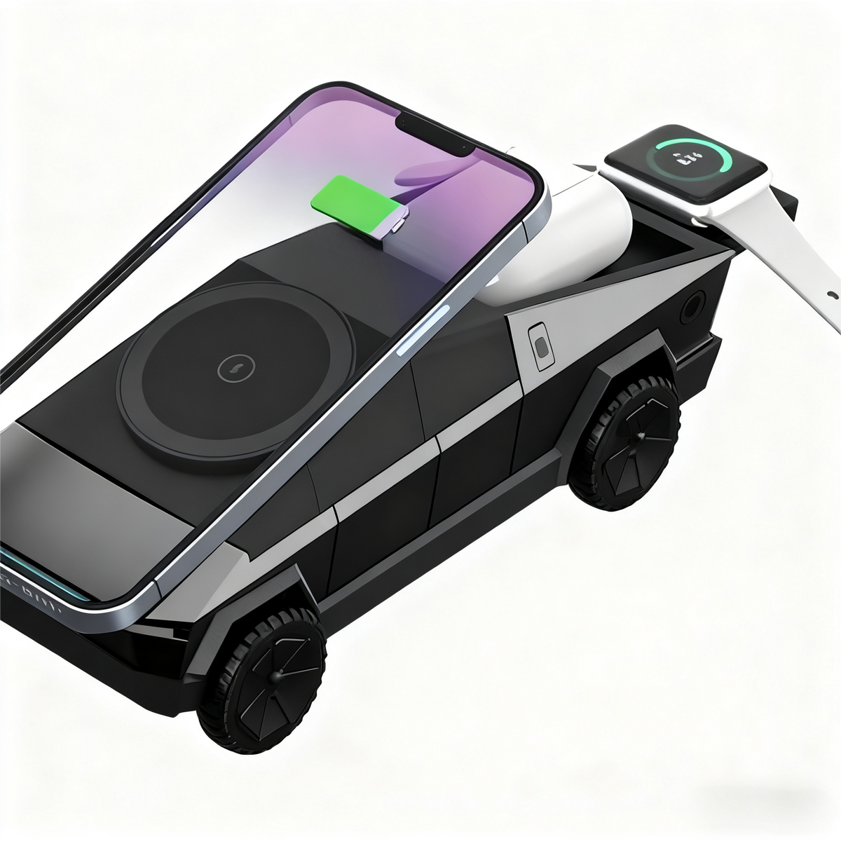Tesstudio Cybertruck 3-in-1 Wireless Charger for iPhone, Watch & AirPods