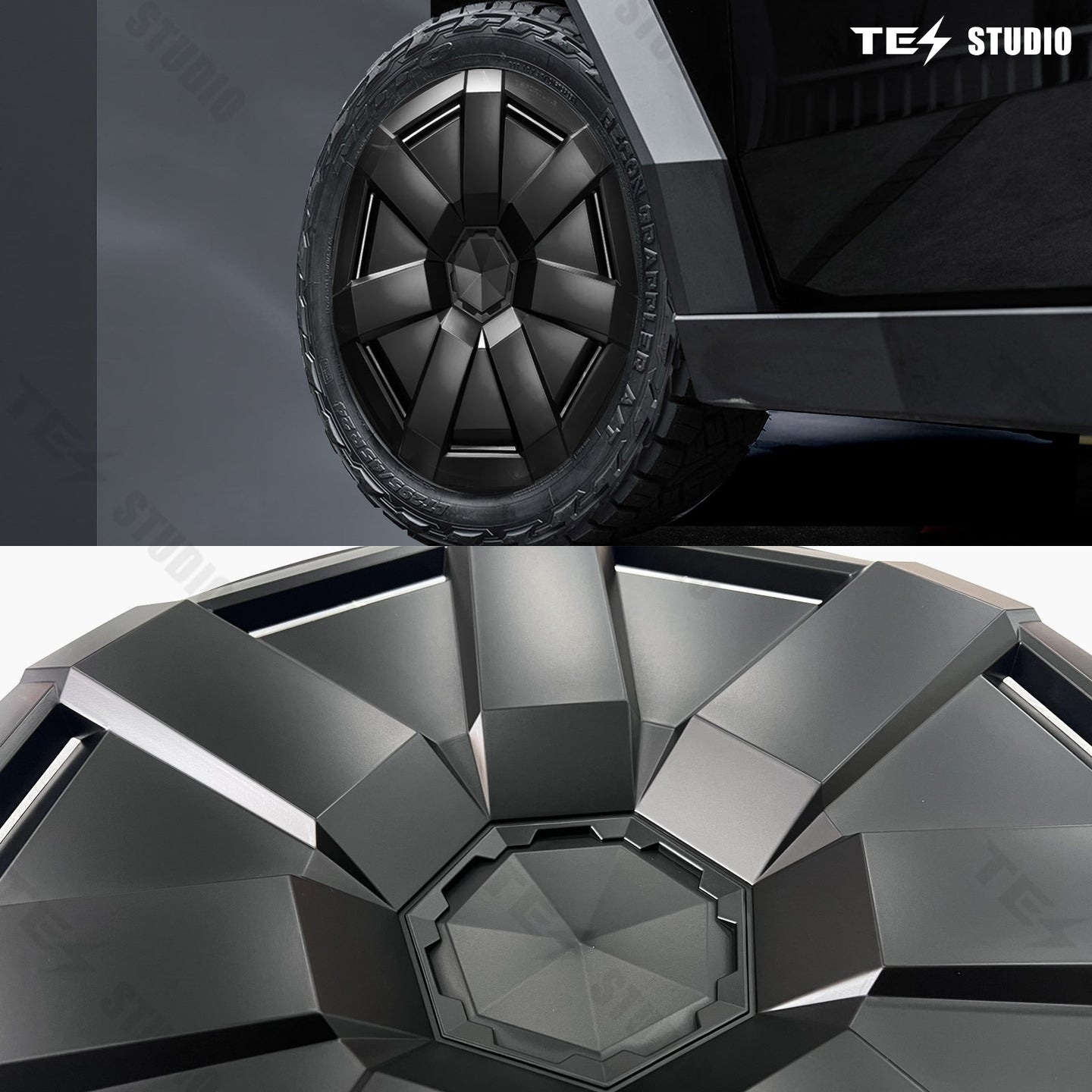 Cybertruck Wheel Covers Original Matte Black (Set of 4) Tesstudio®