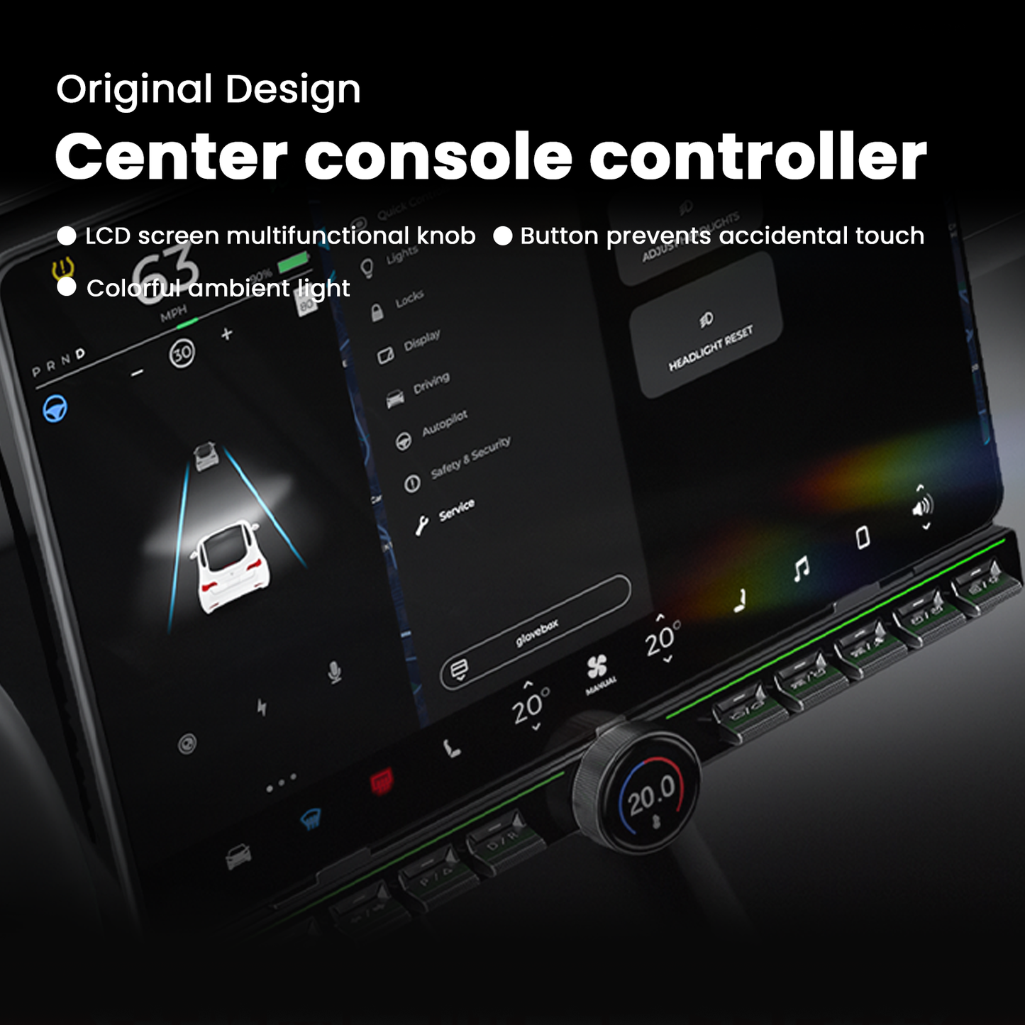 Tesstudio Magic Rotating Button Docking Station for Tesla Model 3/Y/Highland Model Y Juniper 2.0