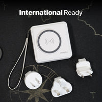 10,000mAh 5-in-1 Power Bank + Free Case, Portable Charger with Built-in Lightning Cable and Foldable AC Plug, 20W Max Compact Battery Pack（Travel Pro Bundle）