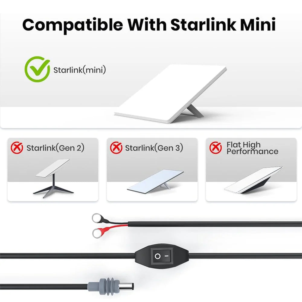 3M/10FT O-Ring DC Charging Cable with Switch (CB8) for Starlink Mini