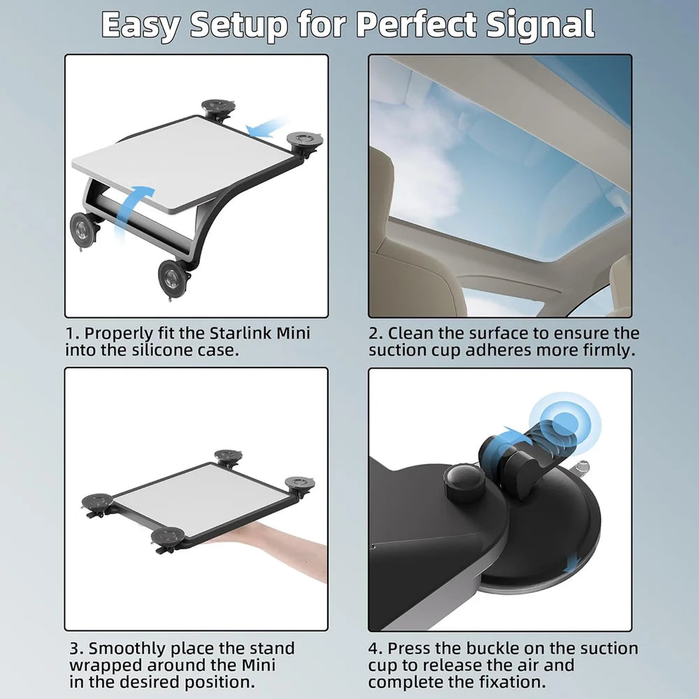 2-in-1 Silicone Protective Case & Suction Cup Roof Mount for Starlink Mini