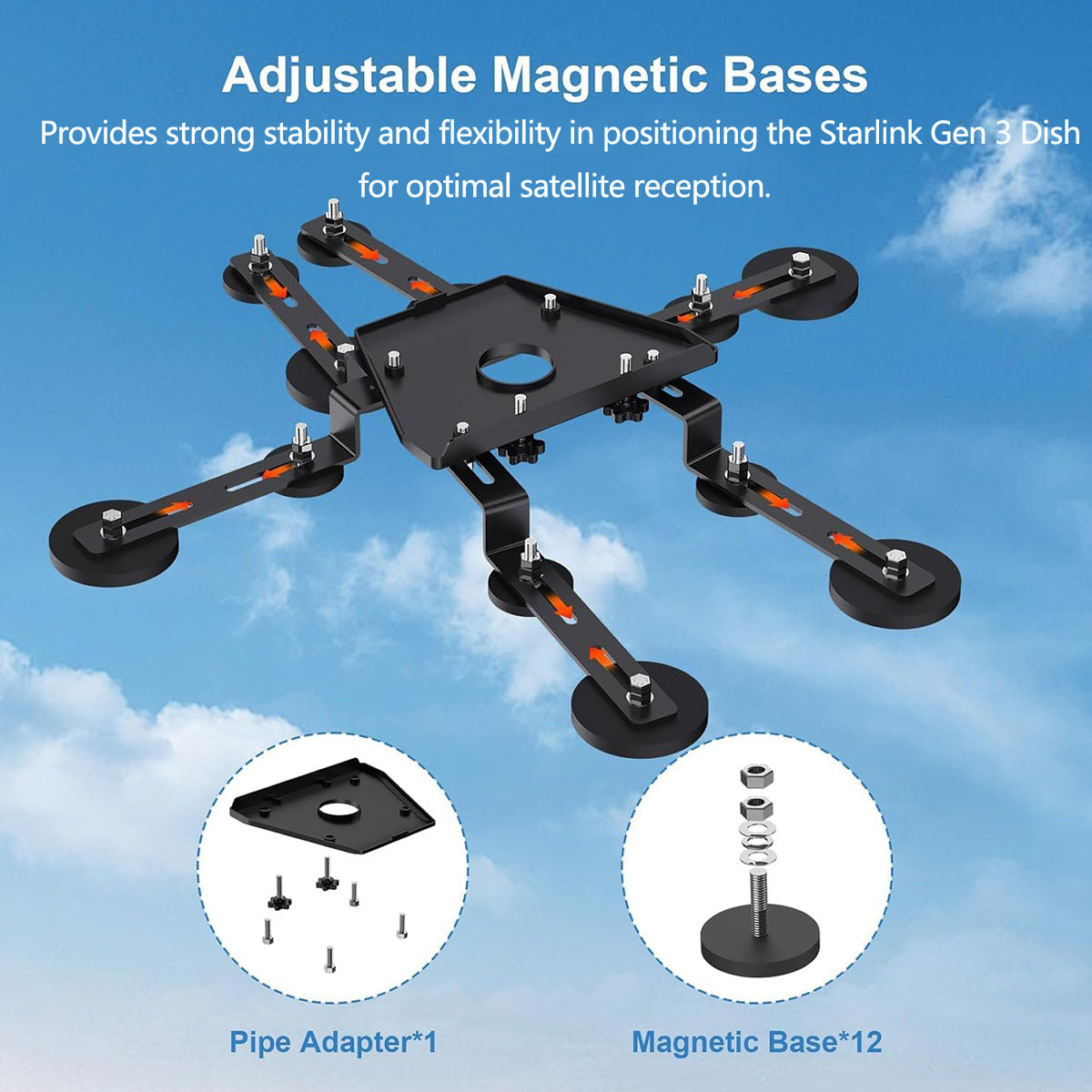 Adjustable Magnetic Roof Mounting Kit for Starlink Gen 3