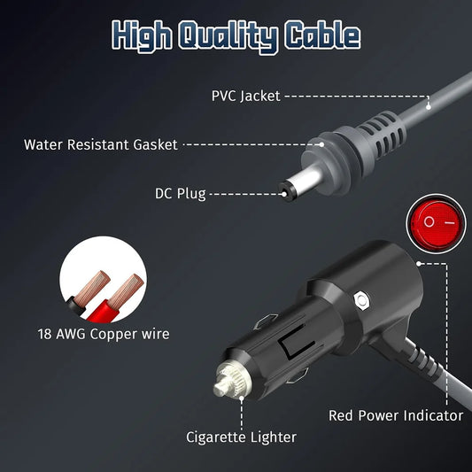 Car Cigarette Lighter DC Power Cable with Switch for Starlink Mini