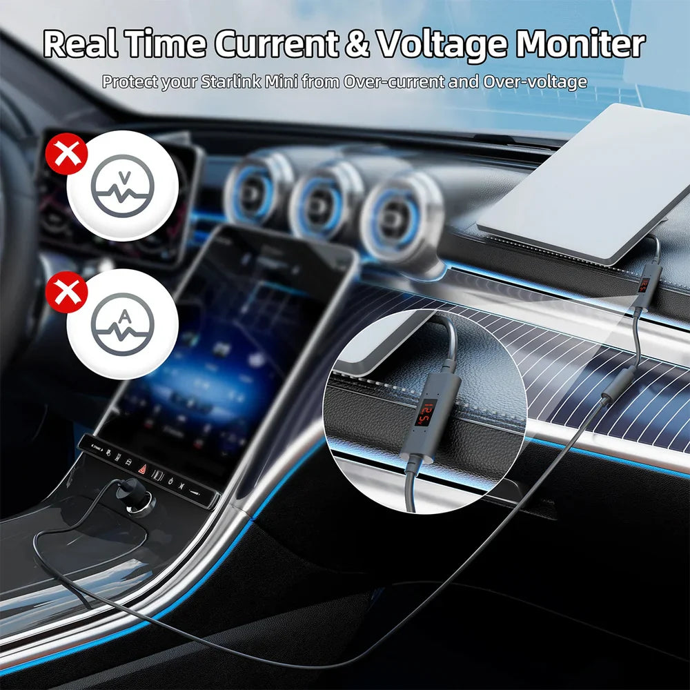 Starlink Mini & Gen 3 DC to DC Female Adapter with Real-Time Display