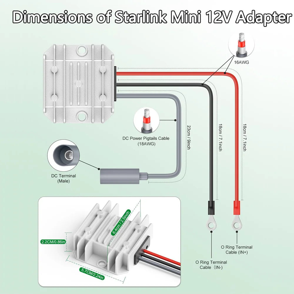12V/24V to 30V Converter with Female Plug for Starlink Mini