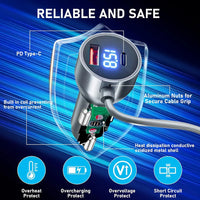 Car Cigarette Lighter DC Power Cable with Digital Voltage Display for Starlink Mini