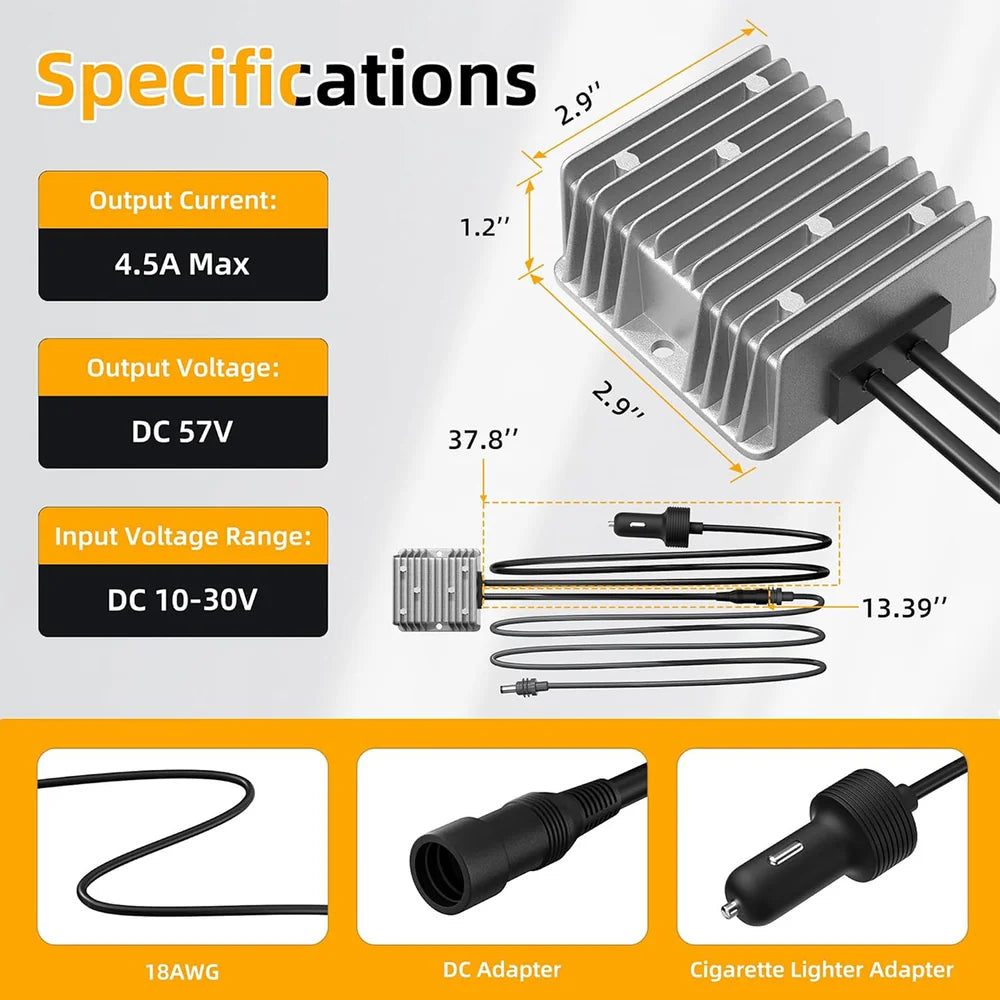 12V/24V to 57V Car Charger Step Up Converter with Female Plug for Starlink Gen 3