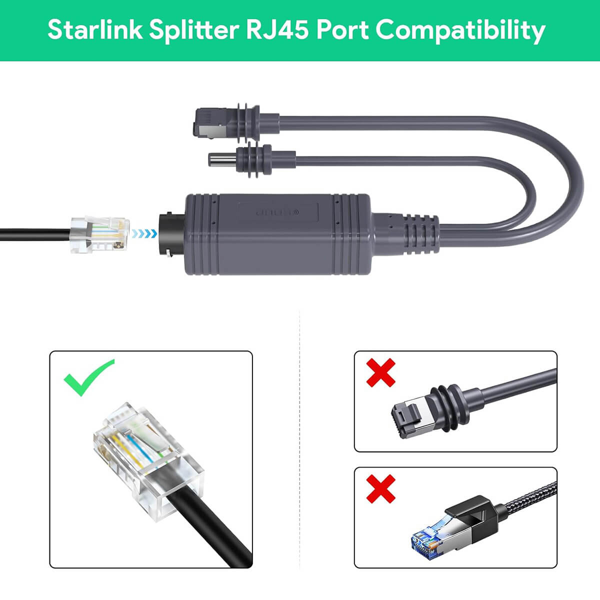 Ethernet Splitter & PoE Injector for Starlink Mini – Power & Data via One RJ45 Cable