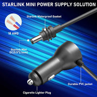 Car Cigarette Lighter DC Power Cable with Digital Voltage Display for Starlink Mini