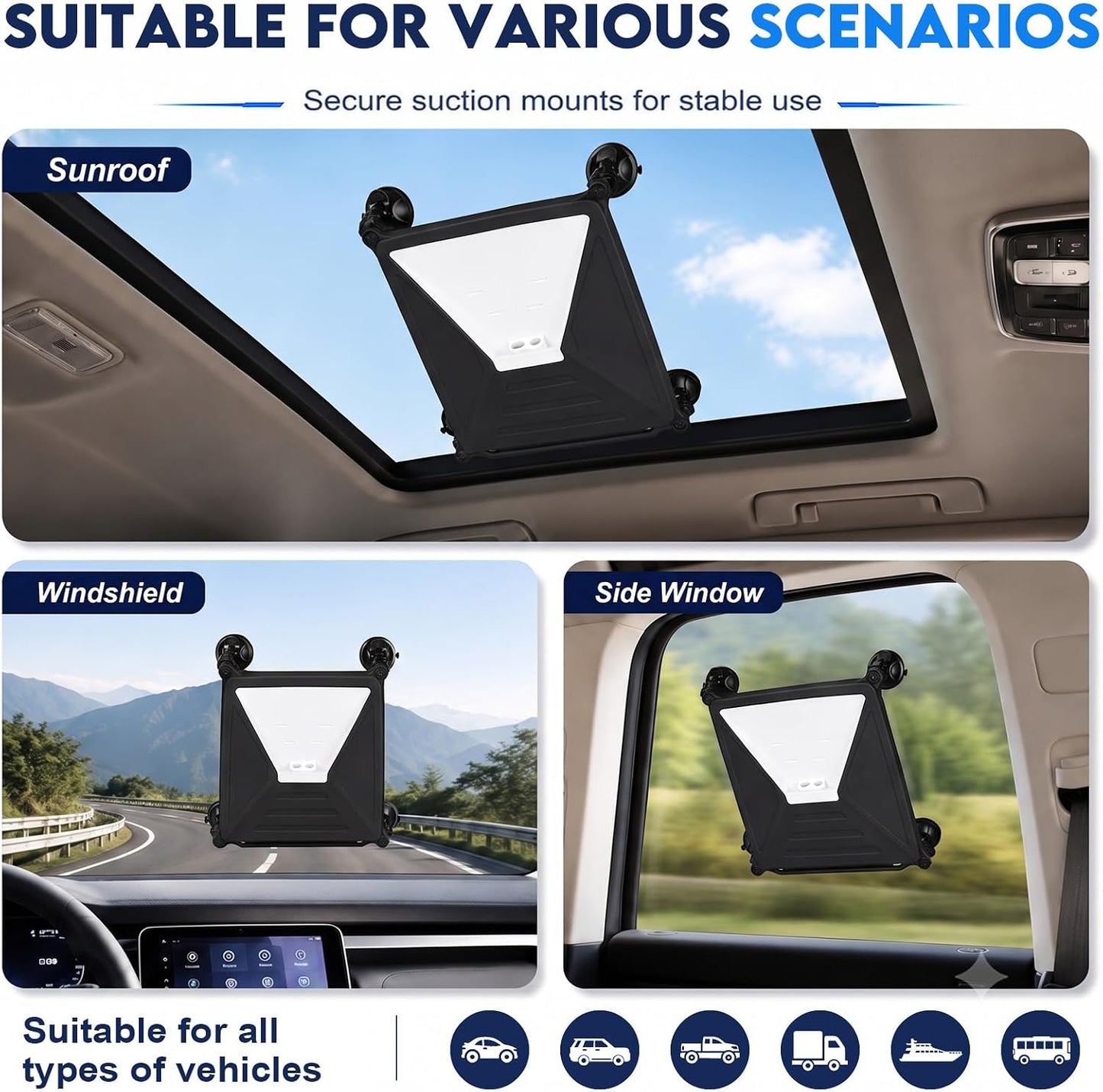 Starlink Mini suction mount suitable for sunroof windshield and side window scenarios