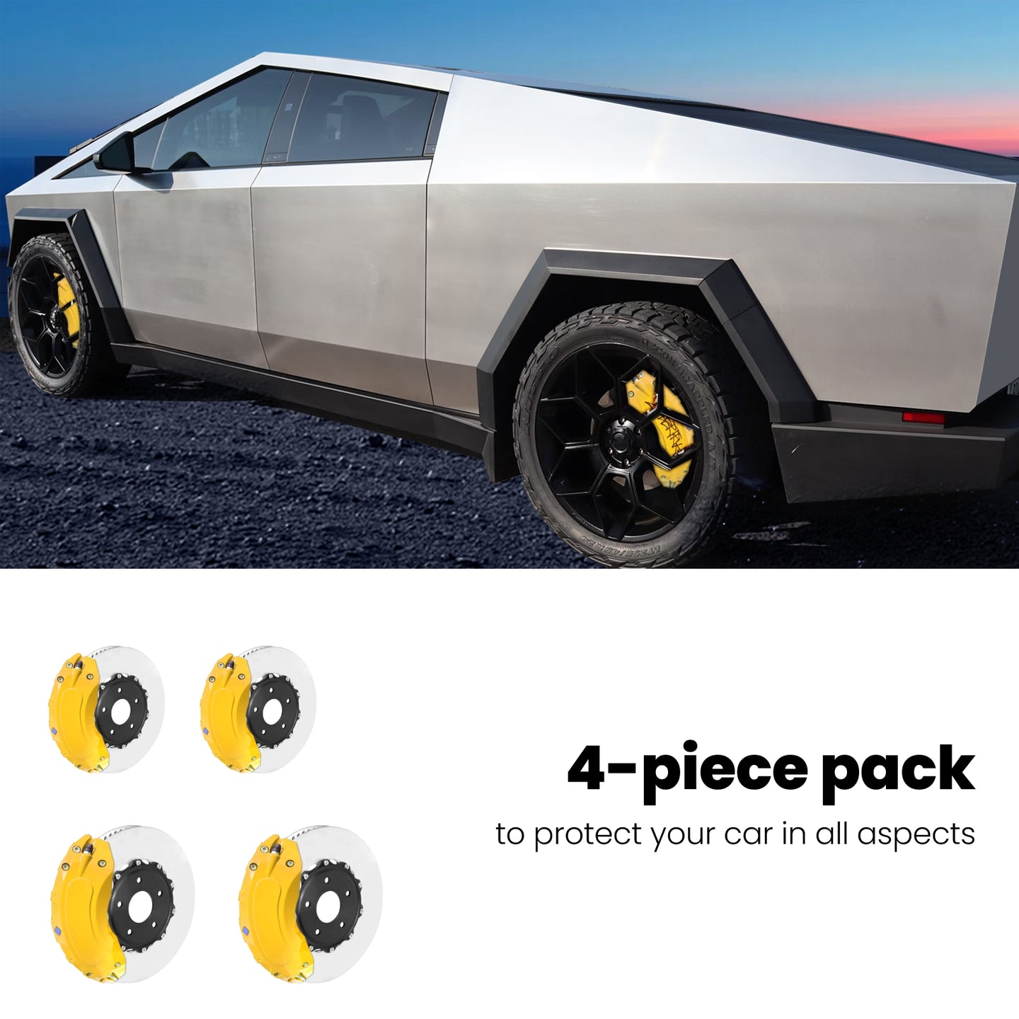 CTmods® Red/Yellow Brake Caliper Covers Wheel Accessories For Tesla Cybertruck