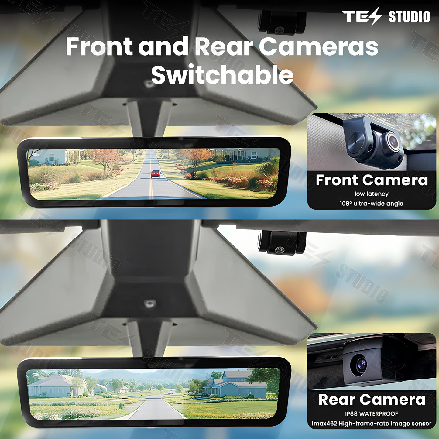 S92 Streaming Rearview Mirror Recorder For Tesla Cybertruck