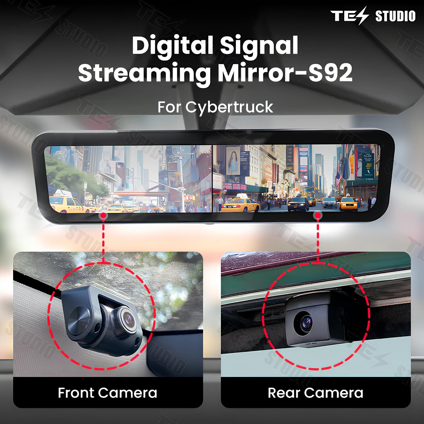 S92 Streaming Rearview Mirror Recorder For Tesla Cybertruck