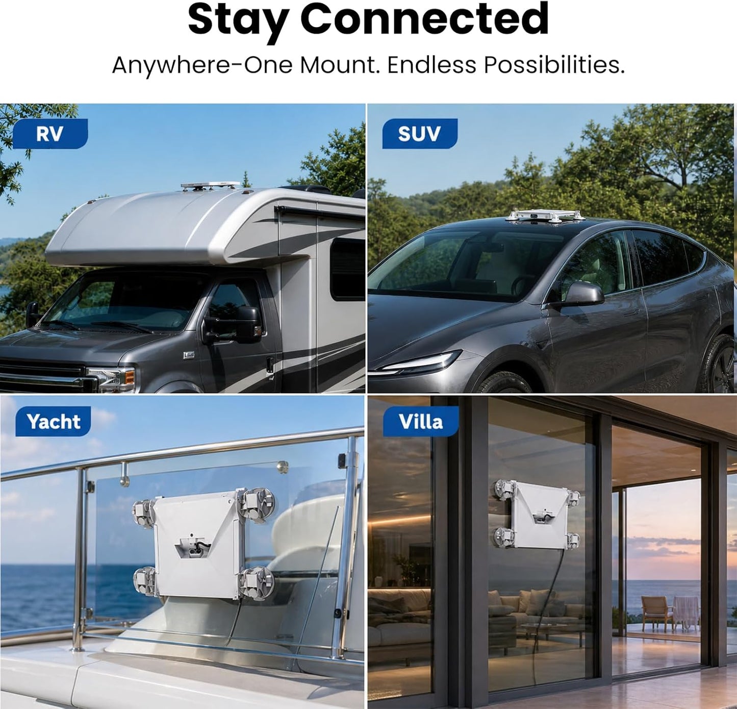 Starlink Mini Magnetic Suction Cup Mount for Cars, RVs, Boats & Windows