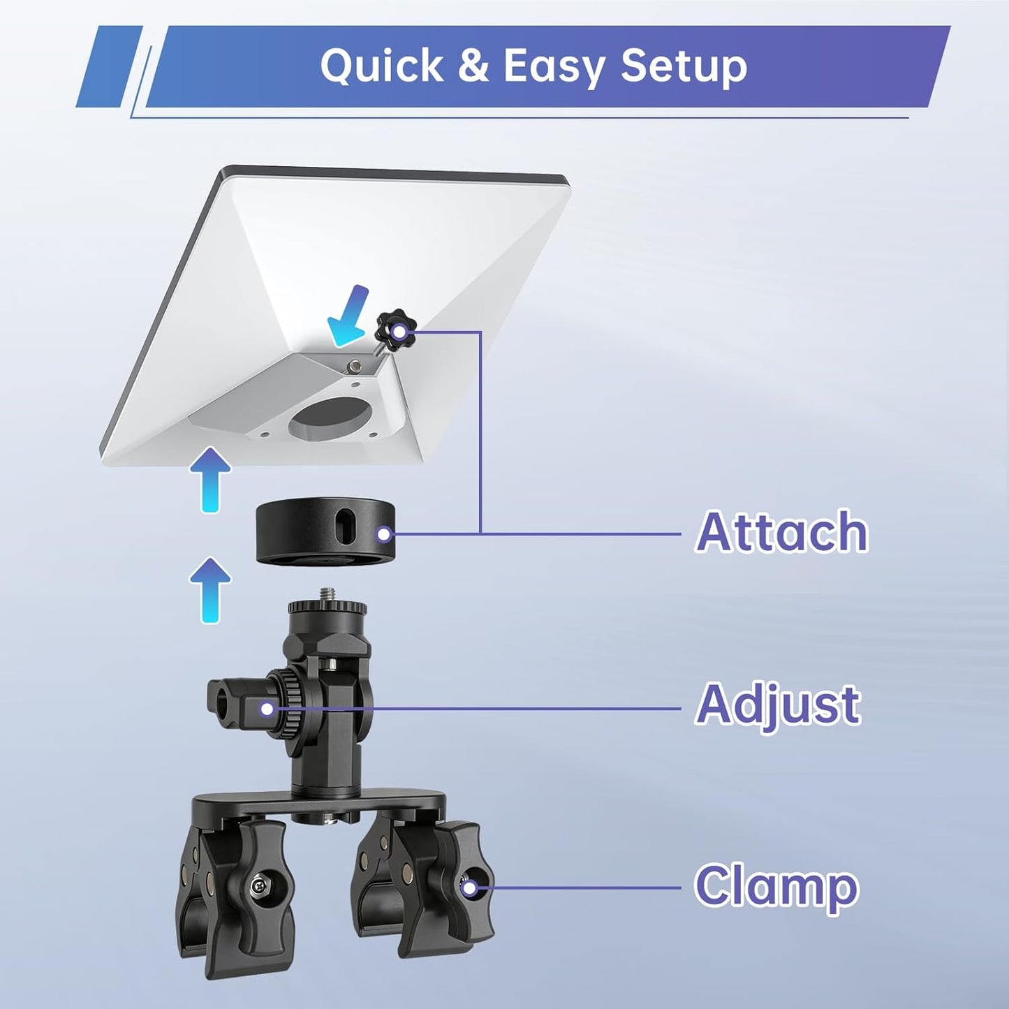 Quick and easy setup attach adjust clamp Starlink Mini mount