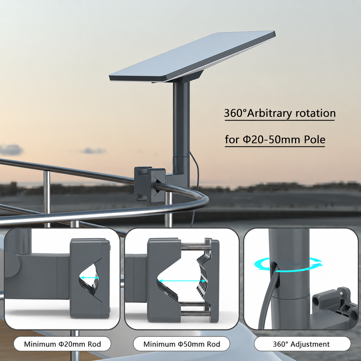 Starlink Mini RV Ladder Mount, Adjustable Aluminum Pole Mount Kit