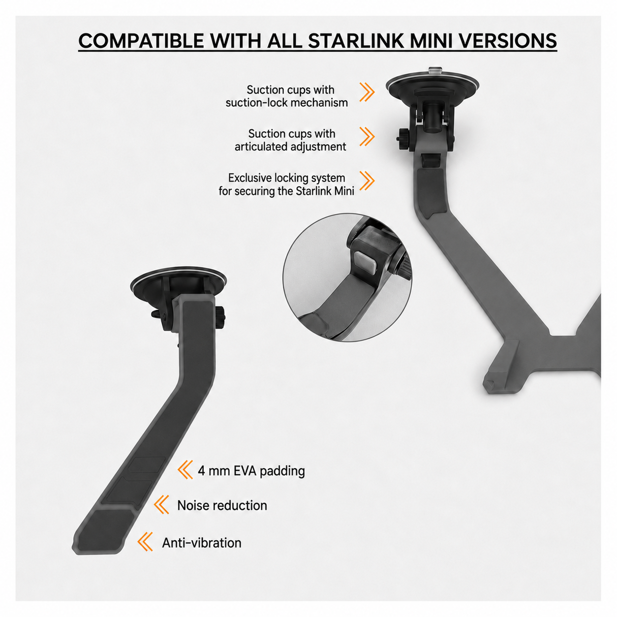 Starlink Mini Windshield Suction Cup Mount Base for Vehicles